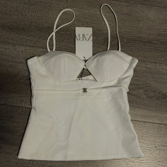 ZARA White Strappy Top Size XS (Tags Attached) - Picture 1 of 2